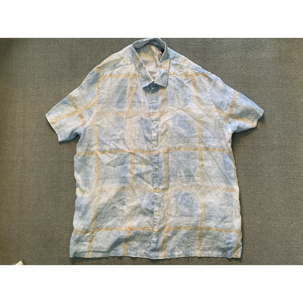 Tasso Ella Mens Shirt Short Sleeve Button Up 3X Light Blue White
